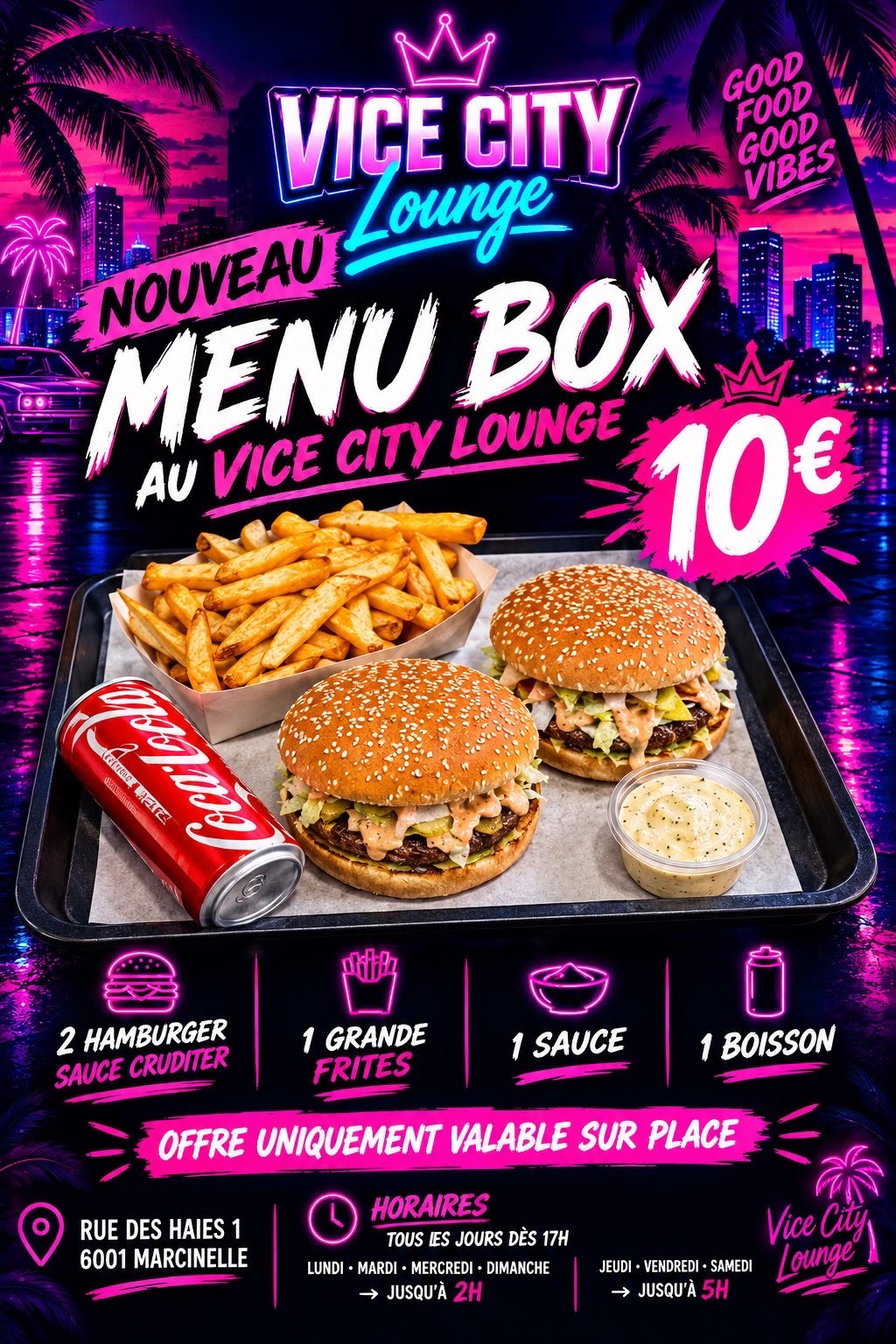 Menu Vice City Lounge — Menu box