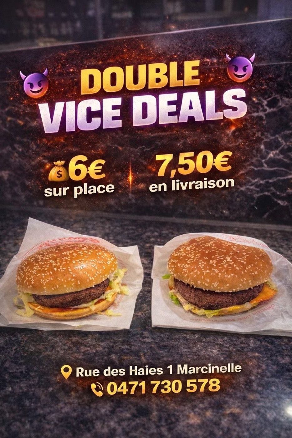 Menu Vice City Lounge — Double Vice Deals