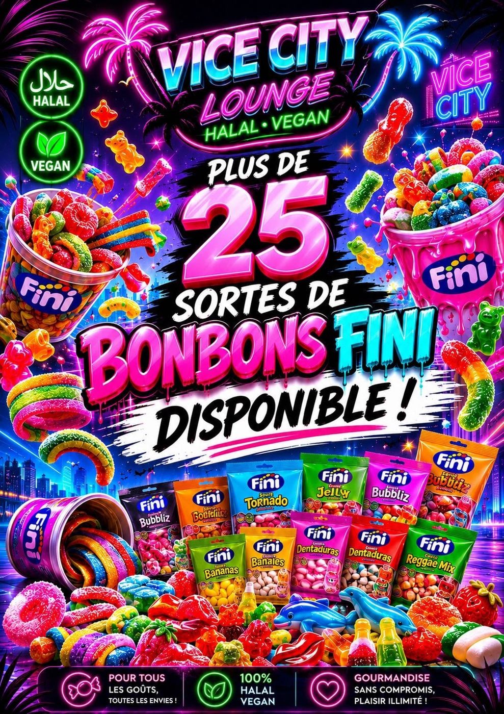 Menu Vice City Lounge — Bonbons Fini