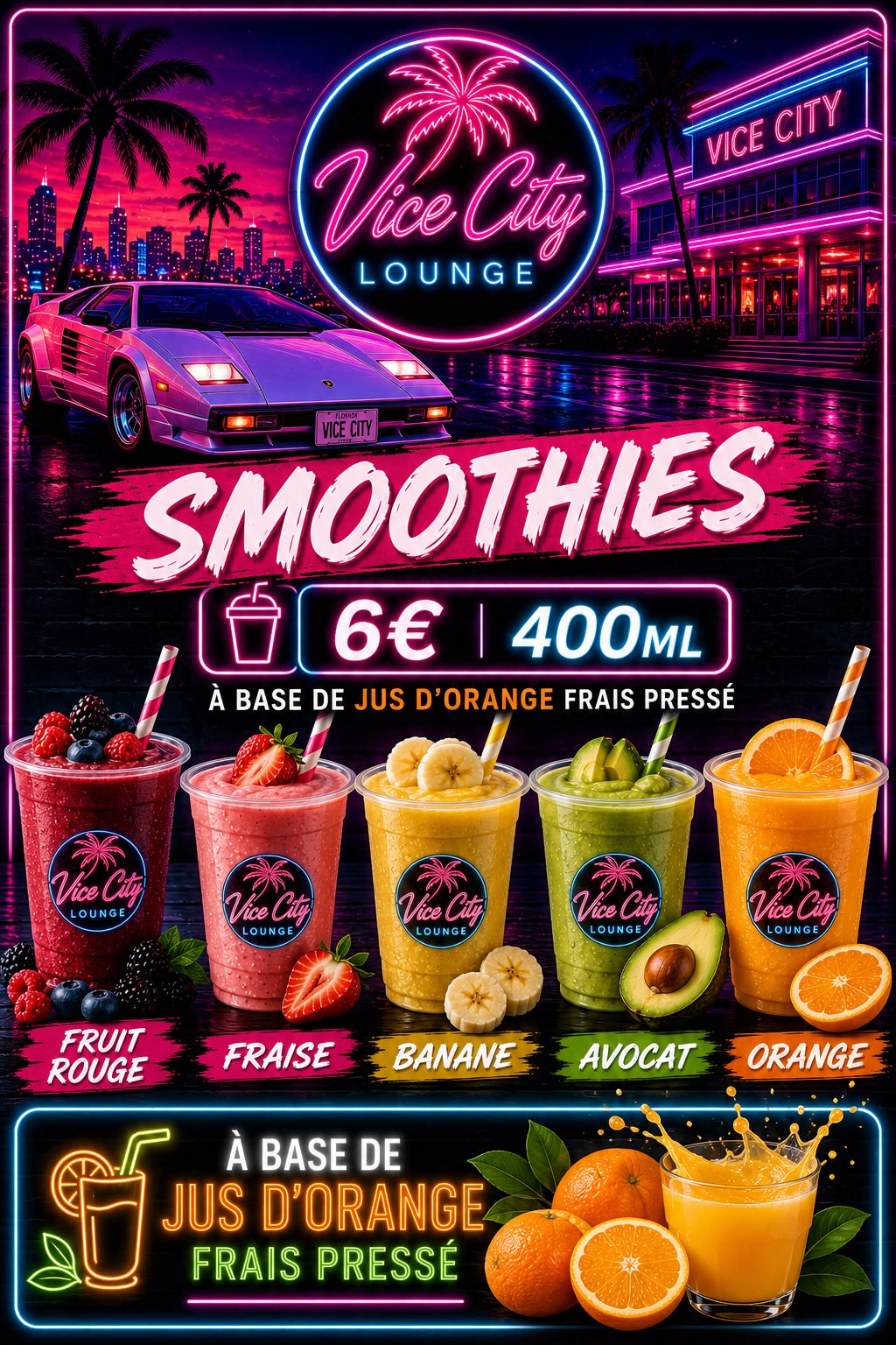 Menu Vice City Lounge — Smoothies